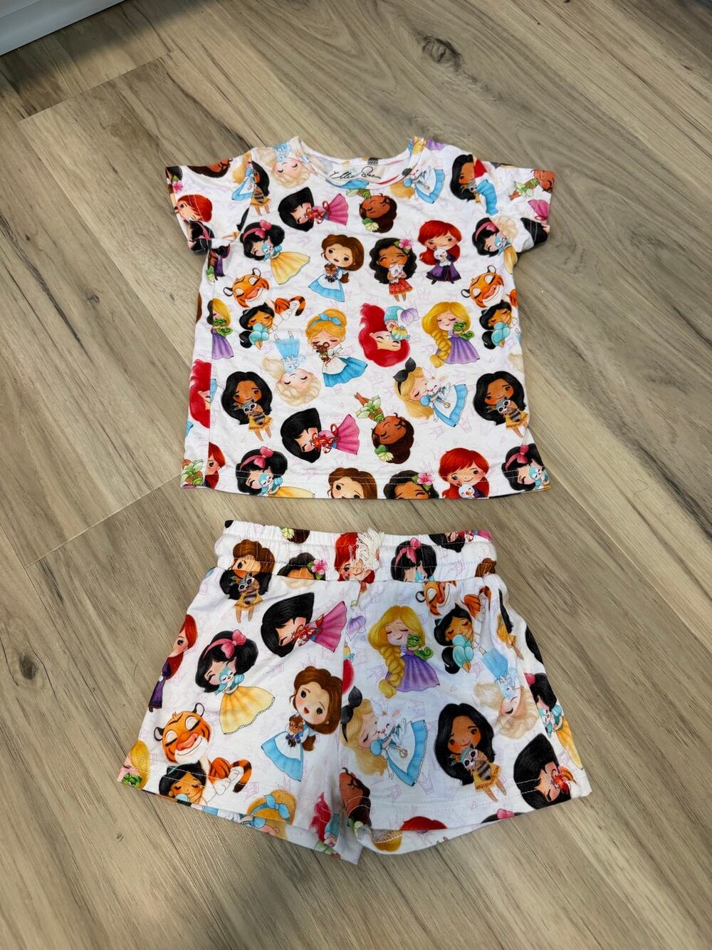 Ellie Sue Disney Baby Girls 18-24 Month Princess 2 Pc Bamboo Pajamas Shorts